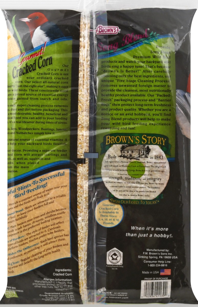 slide 5 of 9, Brown's Song Blend Premium Gourmet Cracked Corn Wild Bird Food 4 lb, 4 lb