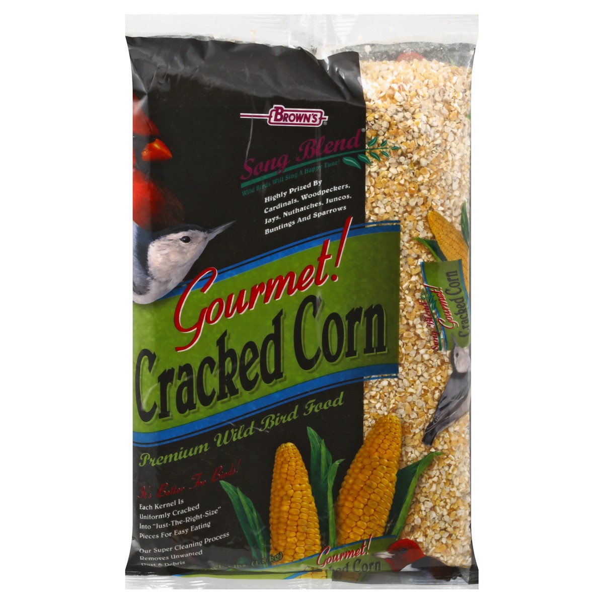 slide 1 of 9, Brown's Song Blend Premium Gourmet Cracked Corn Wild Bird Food 4 lb, 4 lb