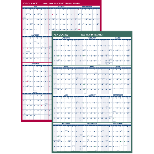 slide 4 of 5, 2024-2025 At-A-Glance Vertical Reversible Erasable Academic Yearly Wall Calendar, 36"" X 24"", Multicolor, July To June, 1 ct
