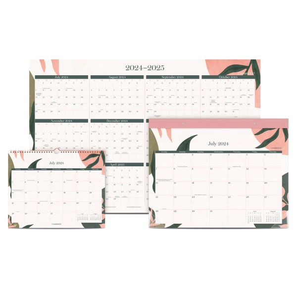 slide 4 of 7, 2024-2025 Cambridge Haven Reversible Academic Year/Regular Year Erasable Wall Calendar, 24"" X 36"", Floral, July To June, 1 ct