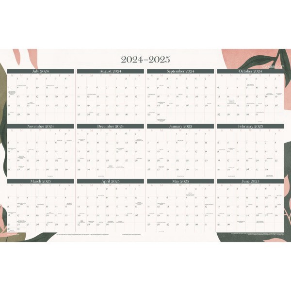 slide 5 of 7, 2024-2025 Cambridge Haven Reversible Academic Year/Regular Year Erasable Wall Calendar, 24"" X 36"", Floral, July To June, 1 ct