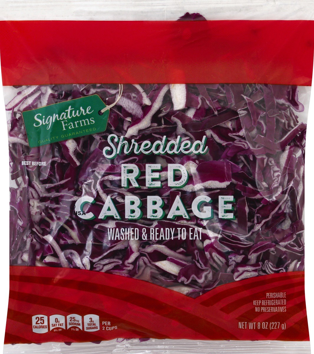 slide 4 of 5, Signature Kitchens Shredded Red Cabbage, 8 oz