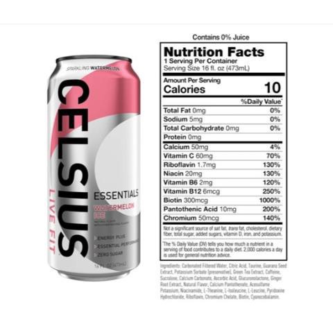 slide 2 of 4, Celsius Essentials Sparkling Watermelon Ice, 16 fl oz