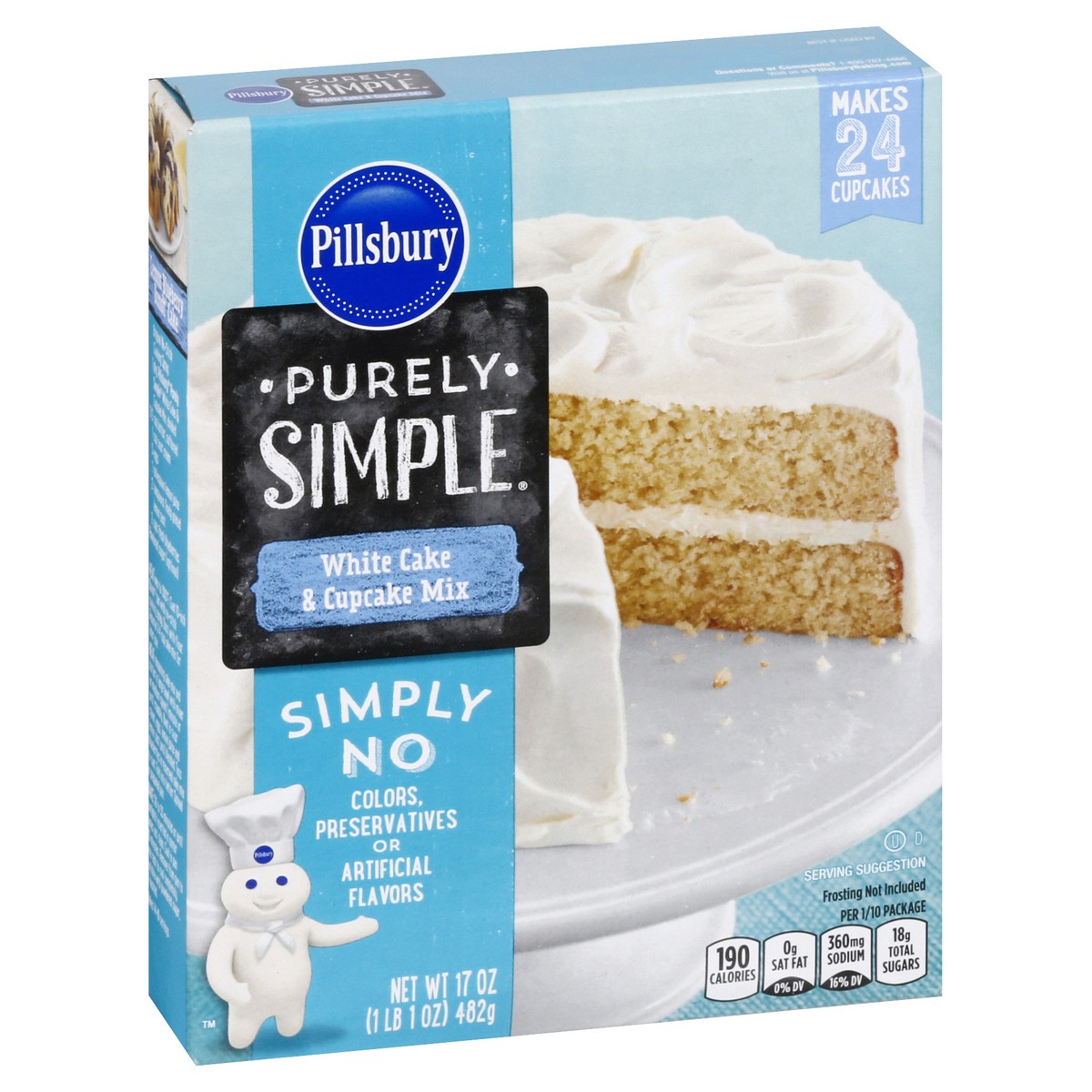 slide 8 of 12, Pillsbury Purely Simple White Cake & Cupcake Mix 17 oz, 17 oz