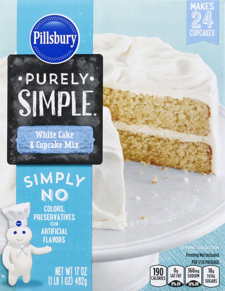 slide 11 of 12, Pillsbury Purely Simple White Cake & Cupcake Mix 17 oz, 17 oz