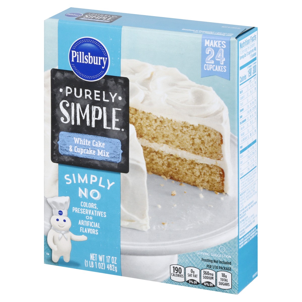 slide 2 of 12, Pillsbury Purely Simple White Cake & Cupcake Mix 17 oz, 17 oz