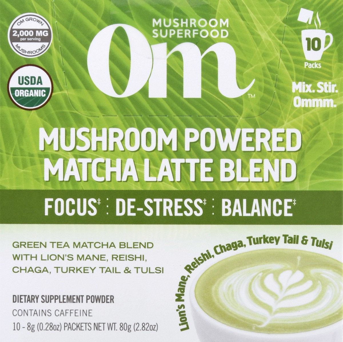 slide 6 of 13, Om Mushroom Powered Matcha Latte Blend Mushroom Powder 10 ea, 2.3 oz