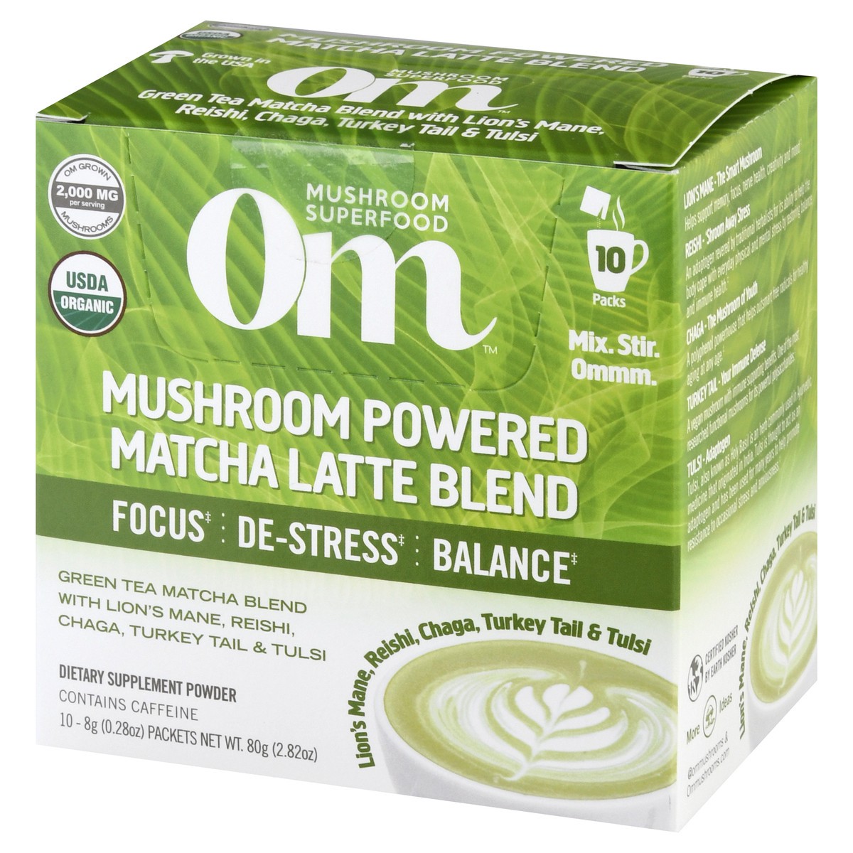 slide 10 of 13, Om Mushroom Powered Matcha Latte Blend Mushroom Powder 10 ea, 2.3 oz