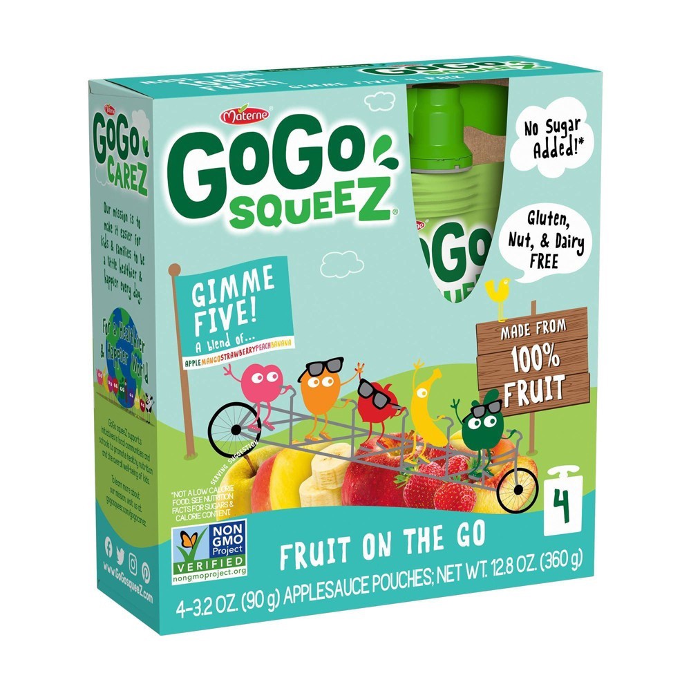 slide 3 of 5, GoGo squeeZ Applesauce On The Go Mixed Fruits Pouches, 4 ct; 3.2 oz