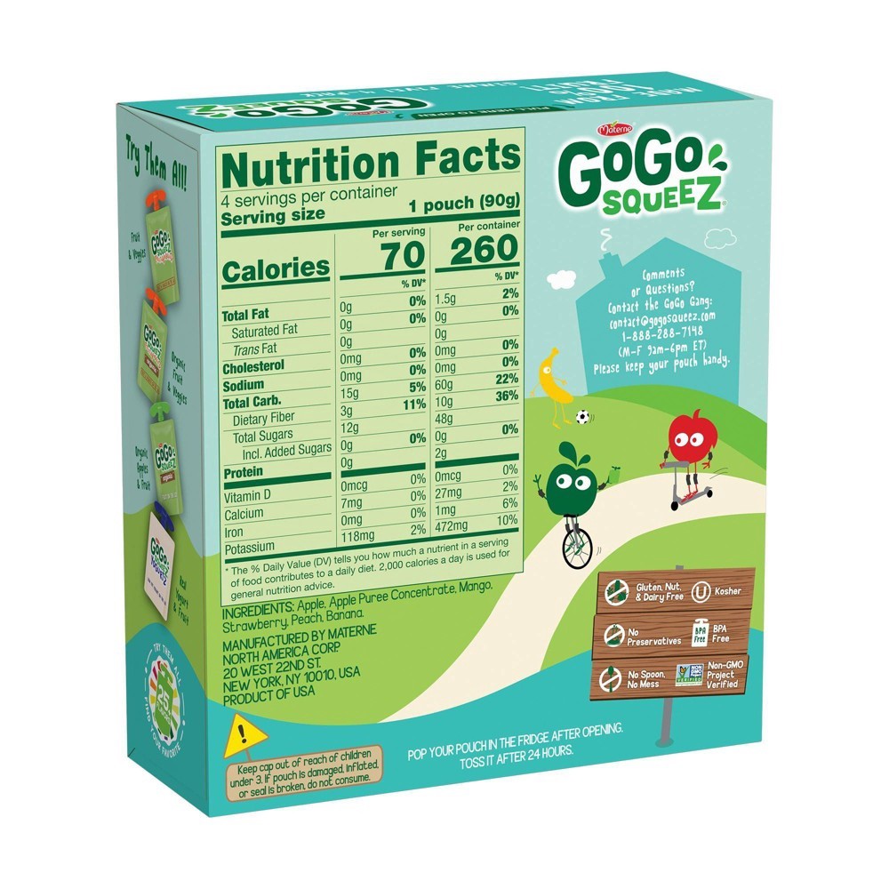 slide 4 of 5, GoGo squeeZ Applesauce On The Go Mixed Fruits Pouches, 4 ct; 3.2 oz