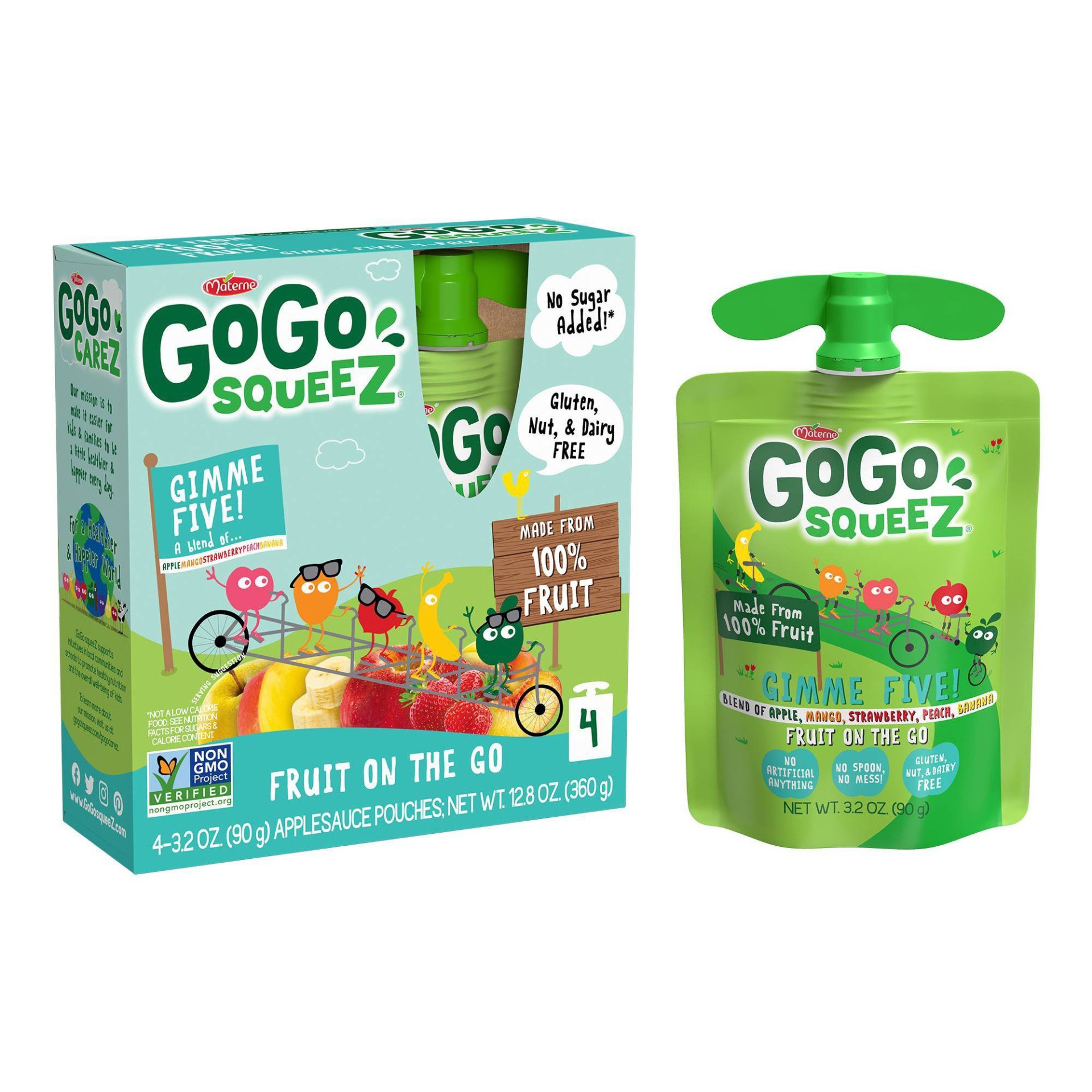 slide 1 of 5, GoGo squeeZ Applesauce On The Go Mixed Fruits Pouches, 4 ct; 3.2 oz