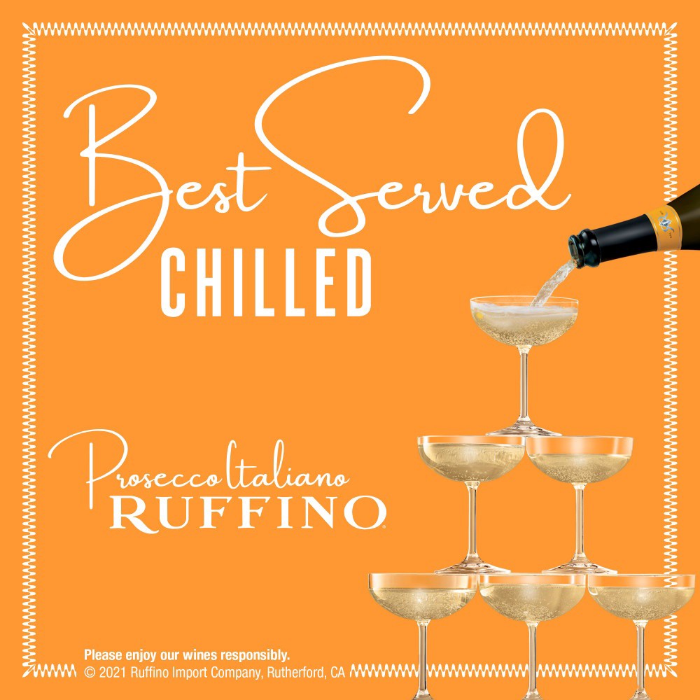 slide 5 of 7, Ruffino Prosecco DOC, Italian White Sparkling Wine, 187 mL Mini Bottle, 187 ml