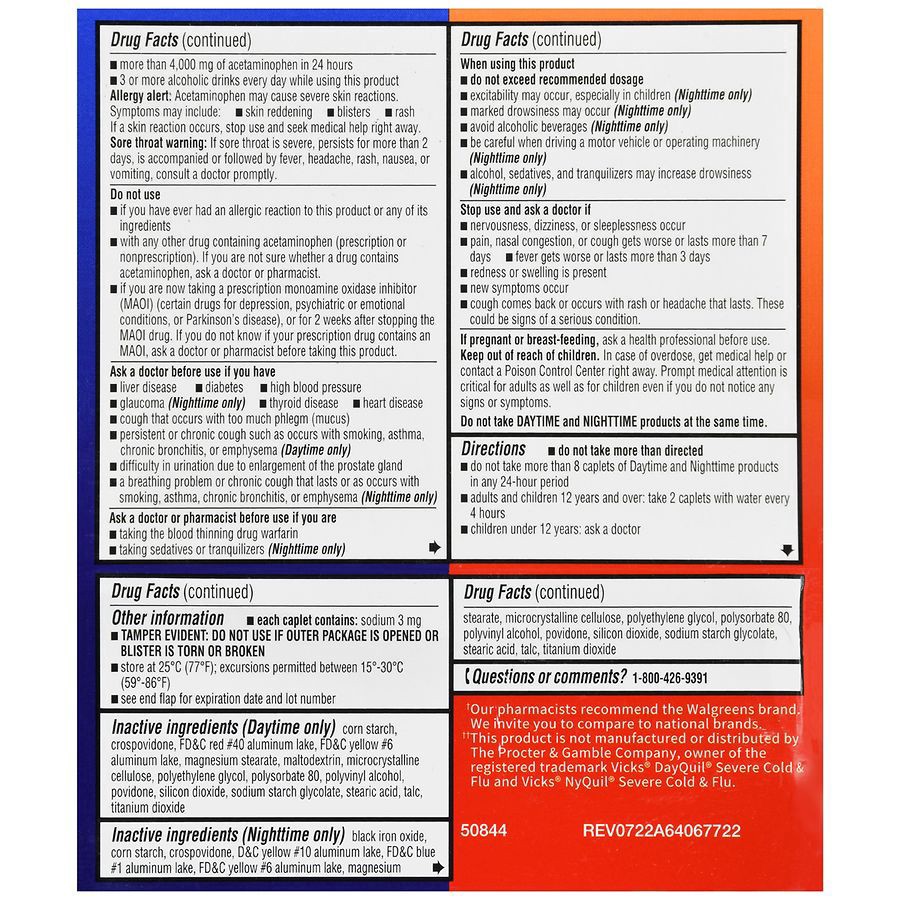 slide 2 of 5, Walgreens Severe Cold & Flu Day & Night Combo Caplets, 48 ct