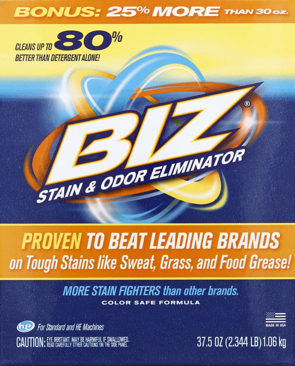 slide 5 of 6, Biz He Stn/Odor Color Detrgnt, 37.5 oz