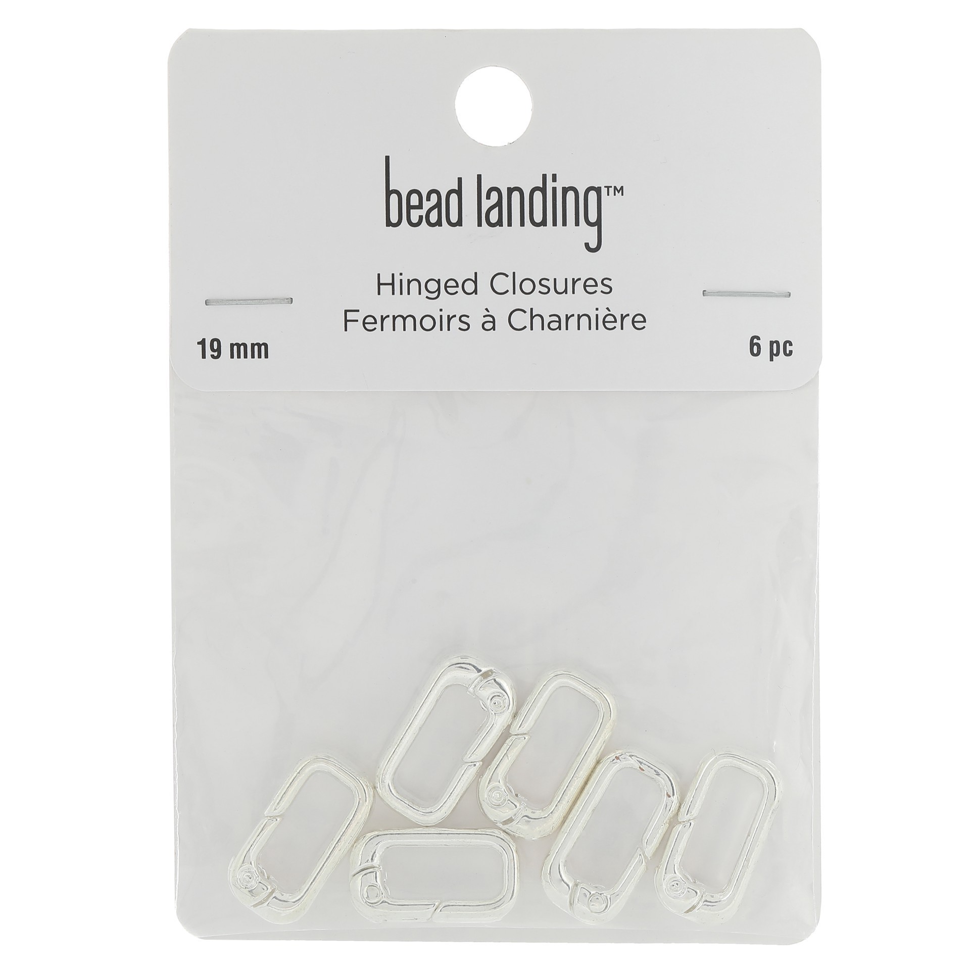 slide 2 of 3, 19mm Metal Rectangle Hinged Closures, 6ct. By Bead Landing, 19mm