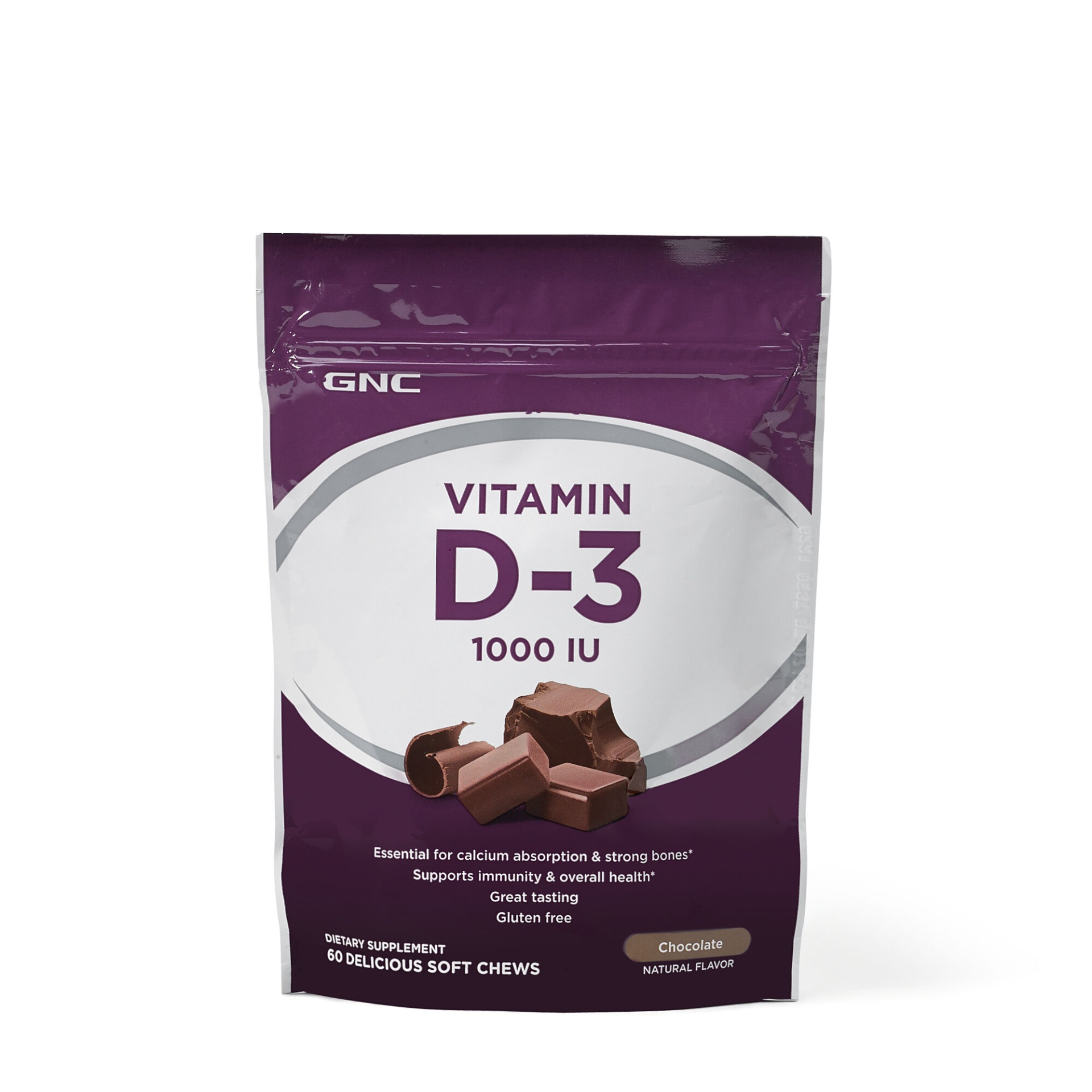 slide 1 of 1, GNC Vitamin Soft Chews D-3 1000 IU - Chocolate, 60 ct