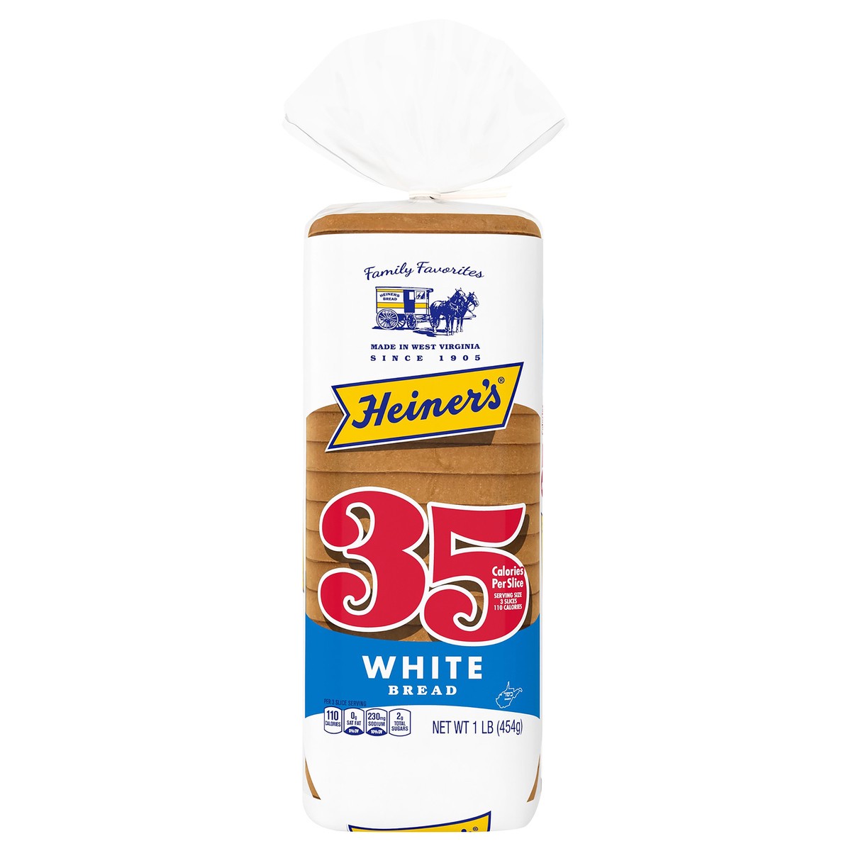 slide 1 of 5, Heiner's 35 White Bread, 16 oz, White Bread, Bag, 1 ct