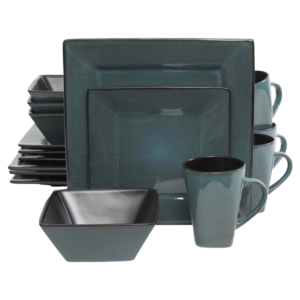 slide 1 of 1, Gibson Home Square Dinnerware Set - Blue, 16 ct