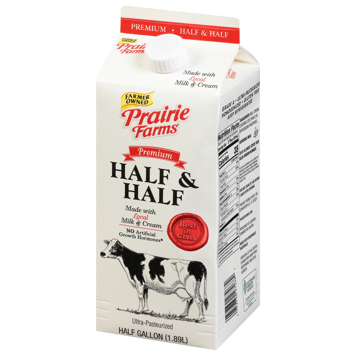 slide 2 of 13, Prairie Farms Premium Half & Half 0.5 gl Carton, 1/2 gal