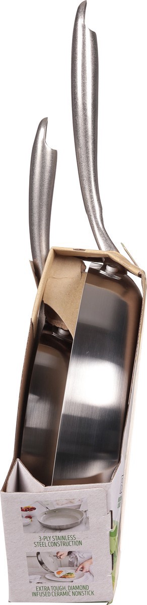 slide 4 of 12, GreenLife Stainless Pro Collection 8+11 Inch Healthy Ceramic Nonstick Frypan Set 2 Pieces, 1 ct