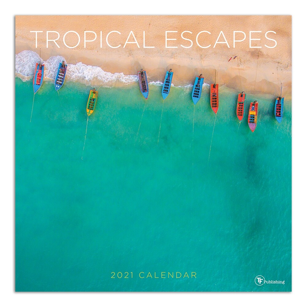 slide 1 of 1, TF Publishing Scenic Monthly Wall Calendar, 12" X 12", Tropical Escapes, January To December 2021, 1 ct