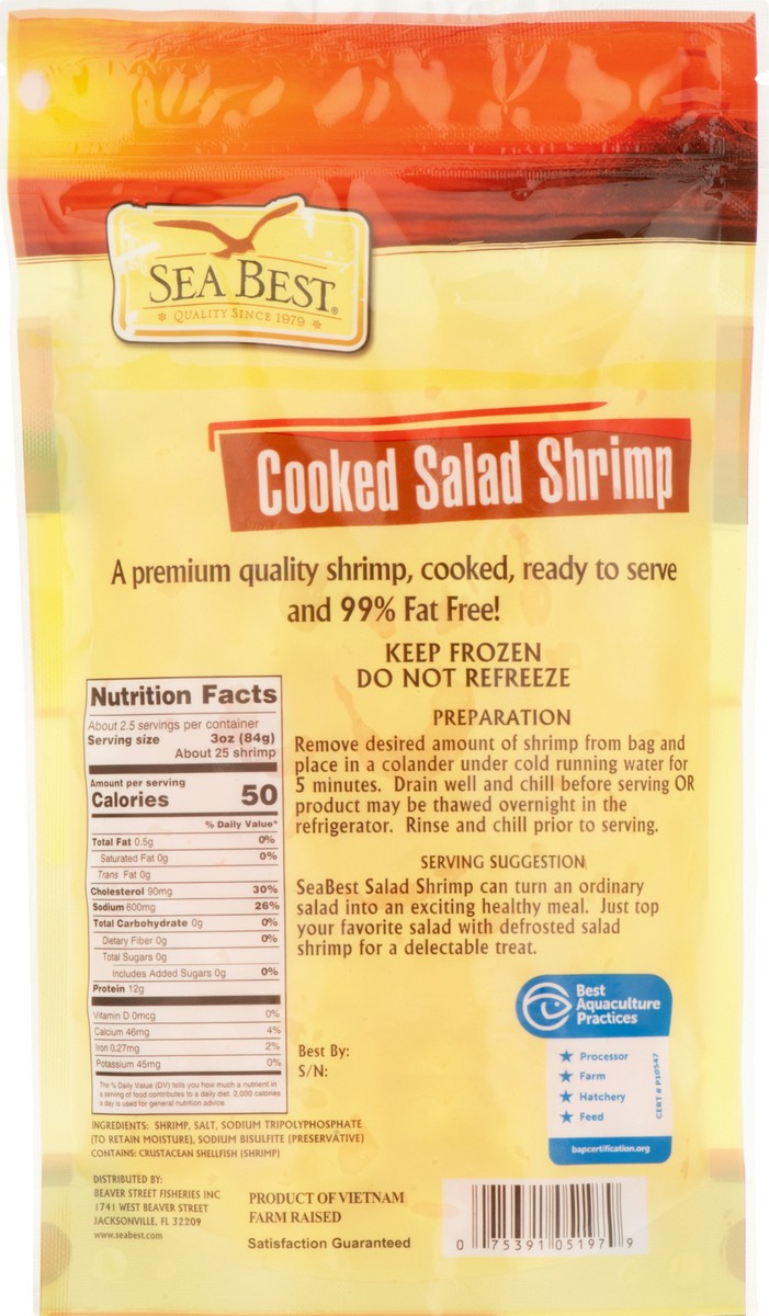 slide 6 of 12, Sea Best Cooked Salad Shrimp 8 oz, 8 oz