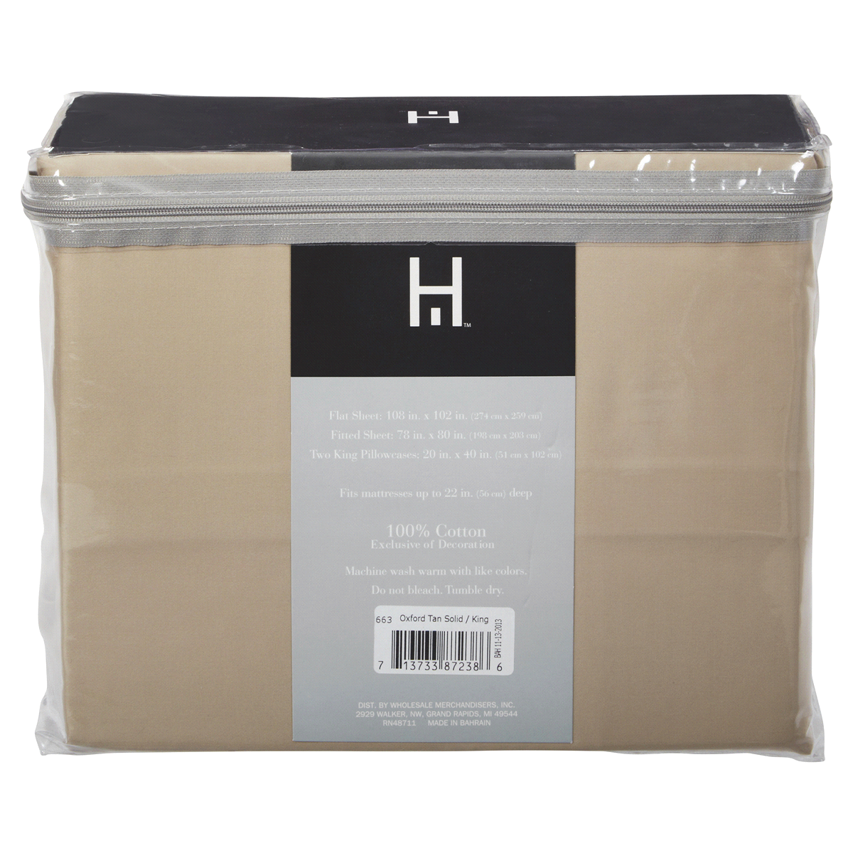 slide 2 of 2, Home 500 Thread Count Egyptian Cotton Sheet Set, King, Oxford Tan, King Size