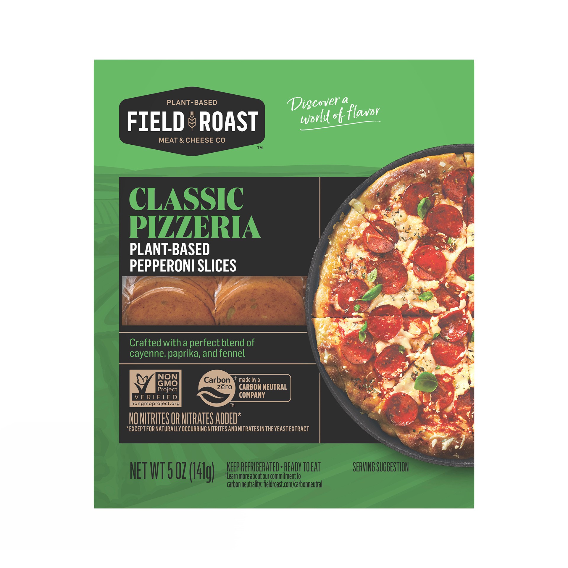 slide 1 of 5, Field Roast Classic Pizzeria Plant-Based Pepperoni Slices, 141 g