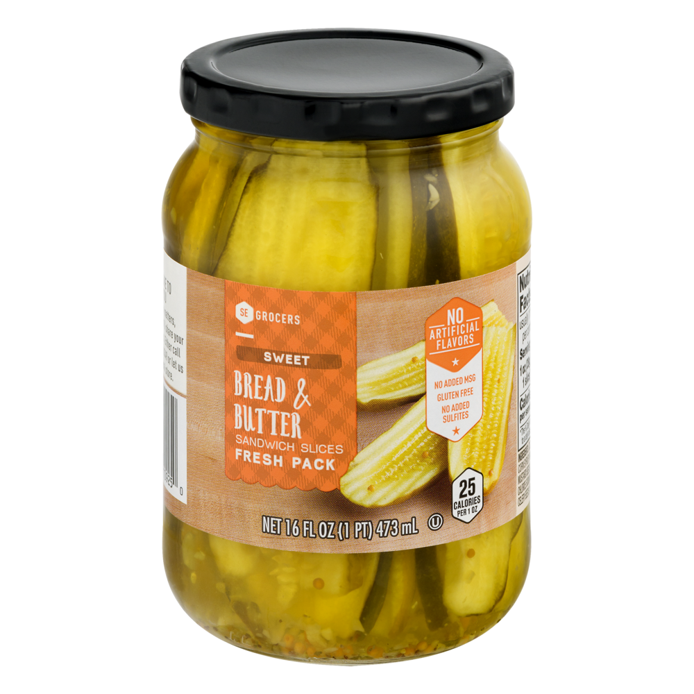 slide 1 of 1, SE Grocers Bread & Butter Sandwich Slices Fresh Pack Sweet, 16 oz