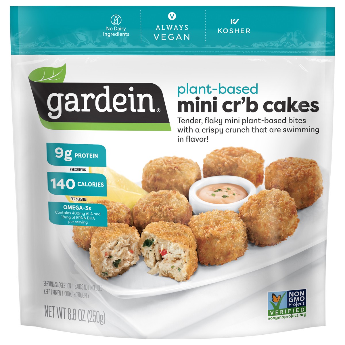 slide 1 of 3, Gardein Plant-Based Cr'b Cakes Mini 8.8 oz, 8.8 oz