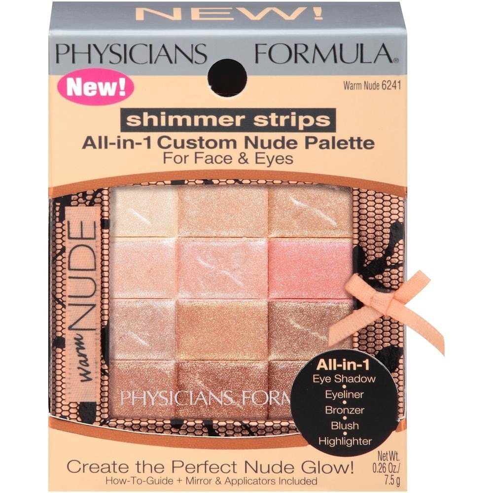 slide 1 of 1, Physicians Formula Shimmer Strips All-In-1 Customer Nude Palette For Face & Eyes, Warm Nude,, 0.26 oz