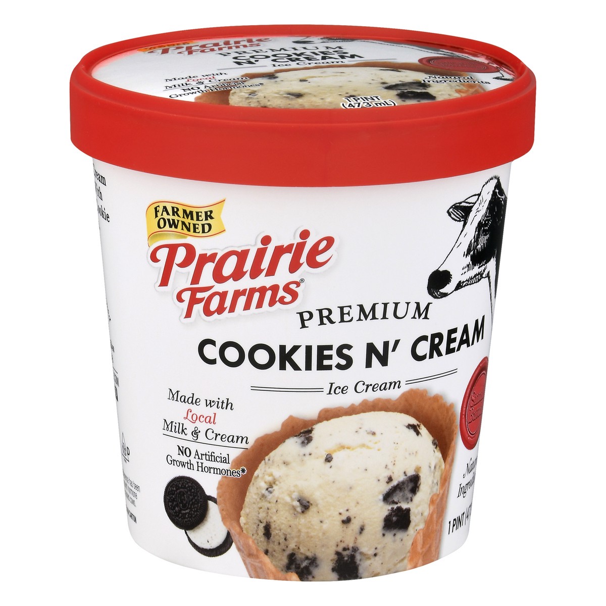 slide 3 of 13, Prairie Farms Premium Cookies N' Cream Ice Cream 1 pt, 1 pint