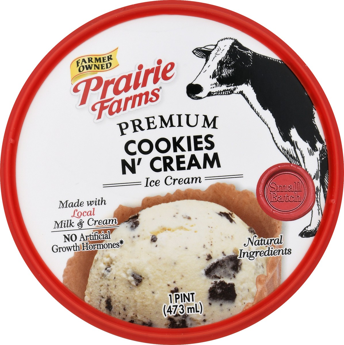 slide 10 of 13, Prairie Farms Premium Cookies N' Cream Ice Cream 1 pt, 1 pint