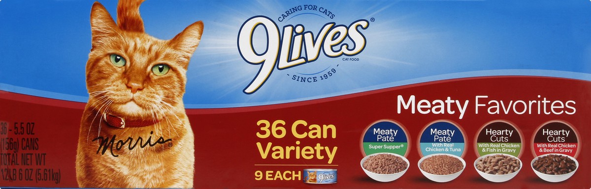 slide 2 of 9, 9Lives Meaty Favorites Variety Pack, 5.5-Ounce, 36-Pack, 5.5 oz