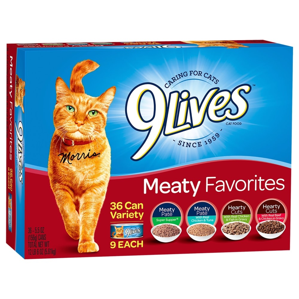 slide 1 of 1, 9Lives 4 Flavor Variety-Pack Canned Cat Food, 5.5 oz