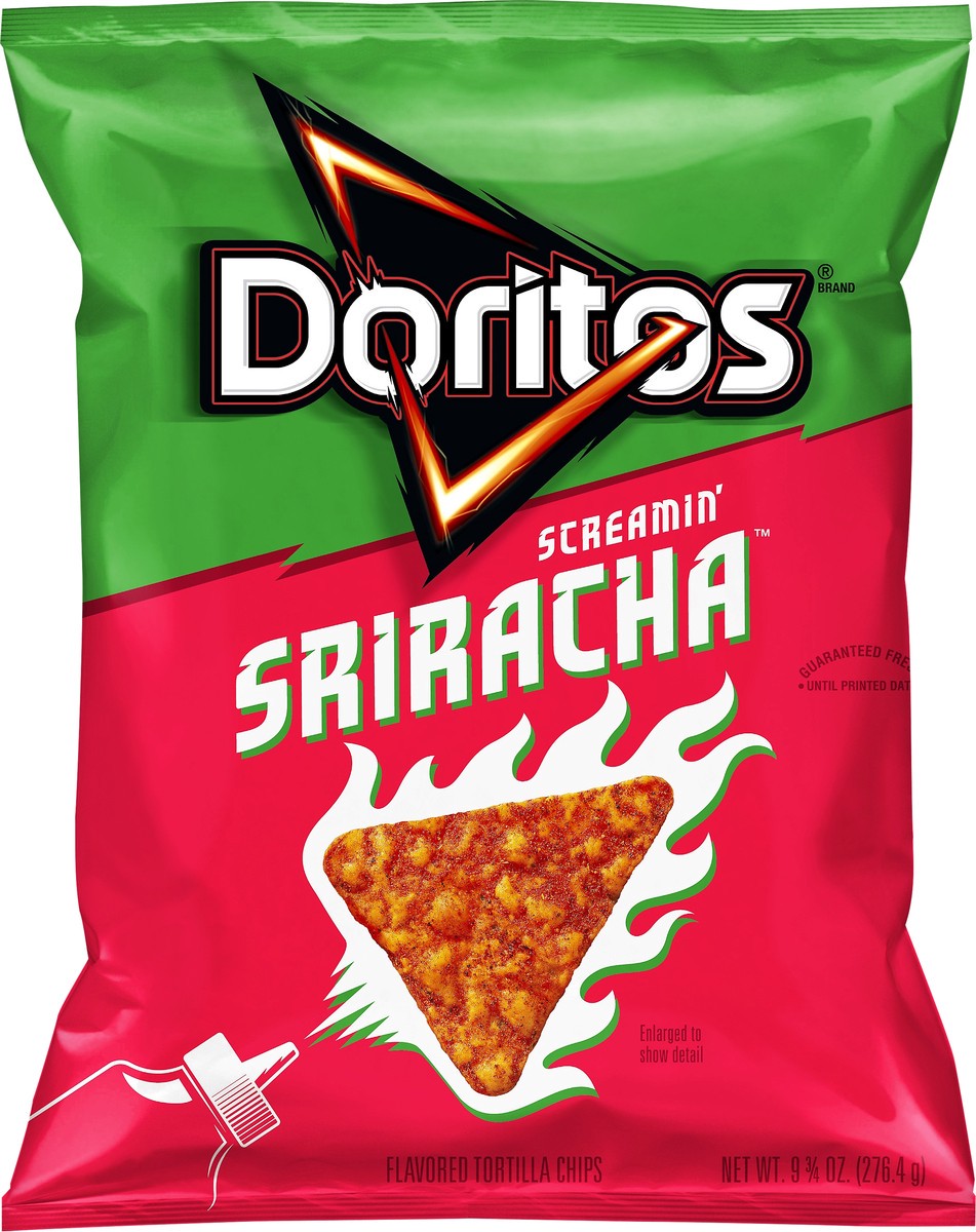 slide 4 of 5, Doritos Flavored Tortilla Chips Screamin' Sriracha 9 3/4 Oz, 9.75 oz