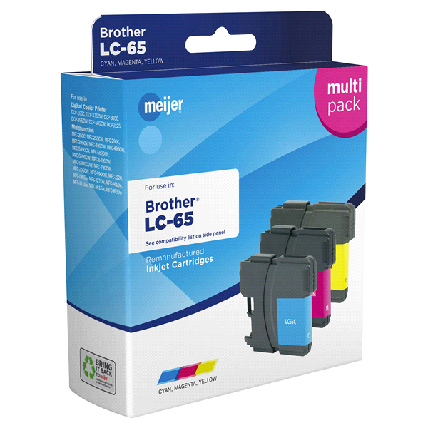 slide 1 of 1, Meijer Brand Brother LC65 Inkjet Cartridges, Cyan, Magenta, Yellow, High Yield, Multi-Pack, 1 ct