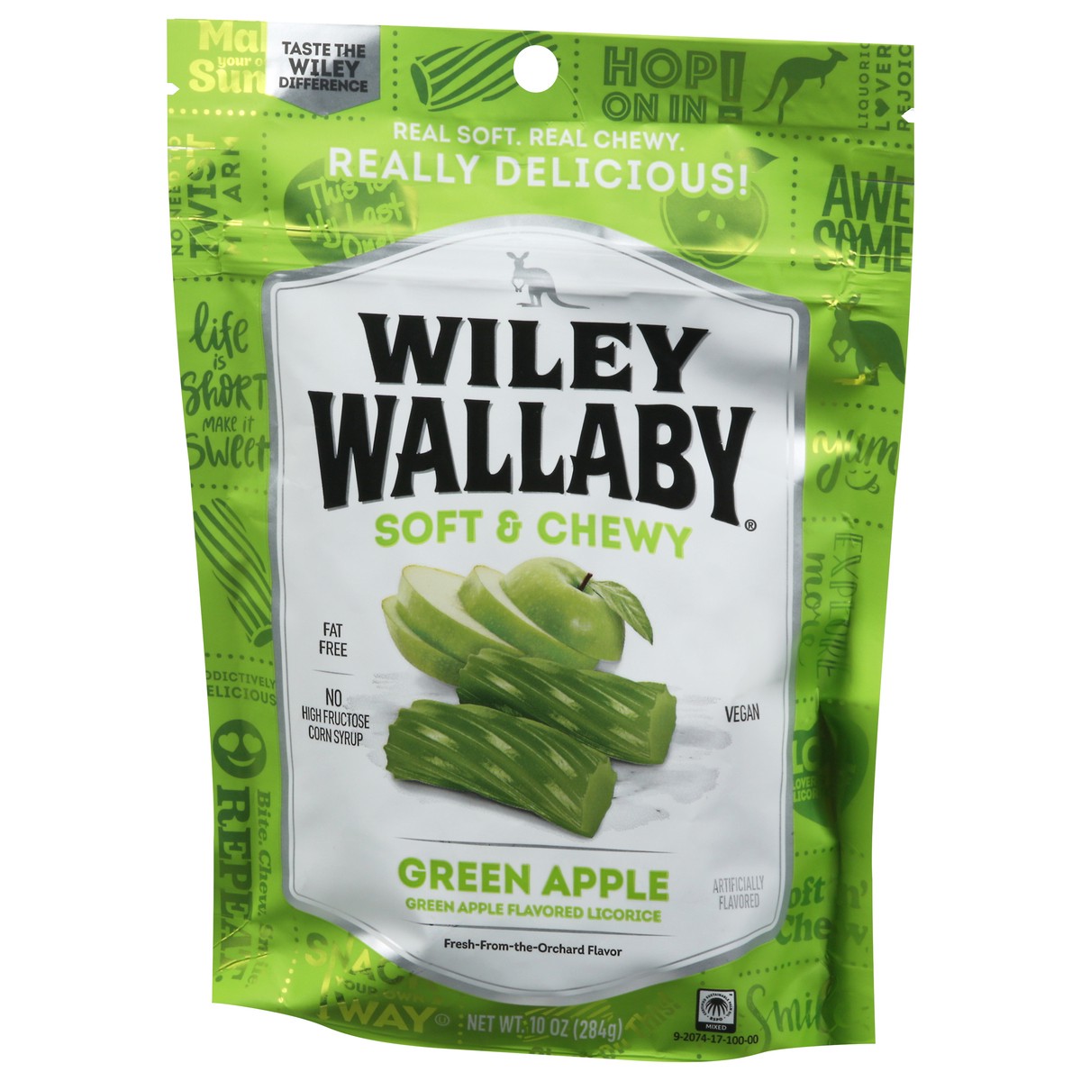 slide 2 of 9, Wiley Wallaby Soft & Chewy Green Apple Licorice, 10 oz