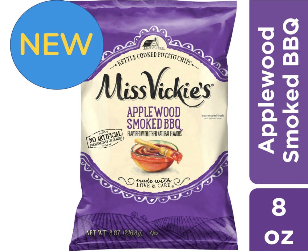 slide 2 of 3, Miss Vickie's Kettle Cooked Potato Chips Applewood Smoked BBQ 8 Oz, 8 oz