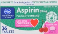 slide 1 of 1, Kroger Low Dose Cherry Chew Aspirin, 36 ct