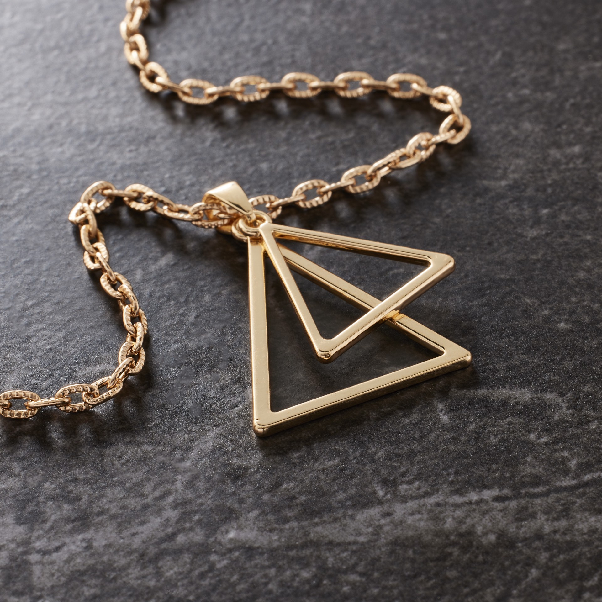 slide 2 of 3, Gold Layered Triangles Pendant By Bead Landing, 28mm x 35mm