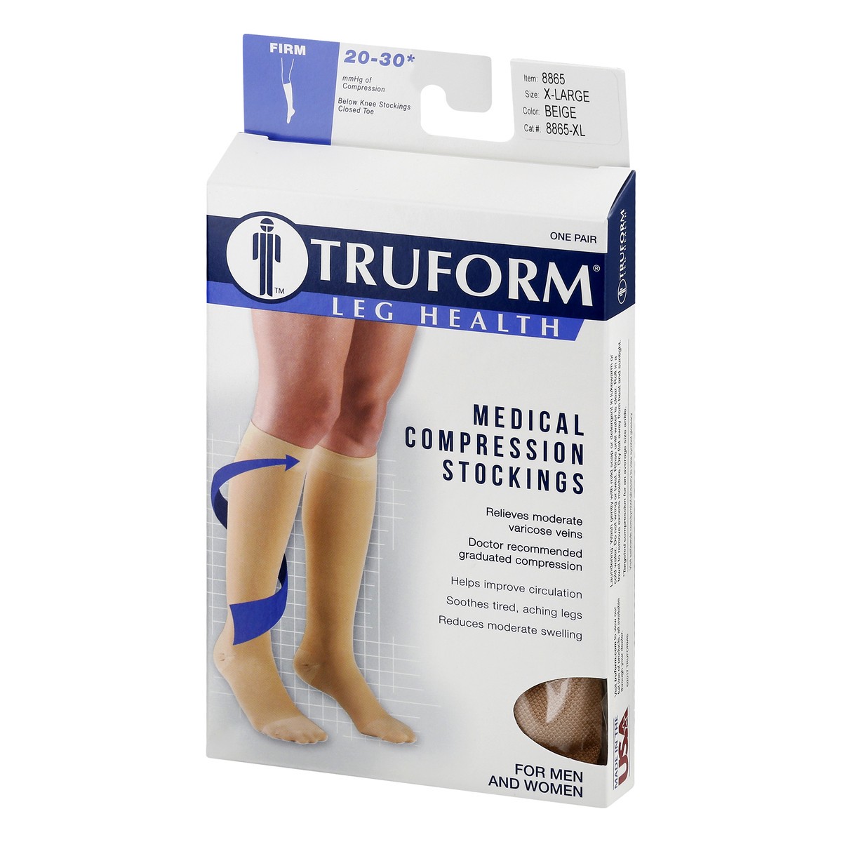 slide 3 of 9, TRUFORM Classic Medical-Style Stockings Firm Support Closed Toe Beige Extra Large, 1 pair