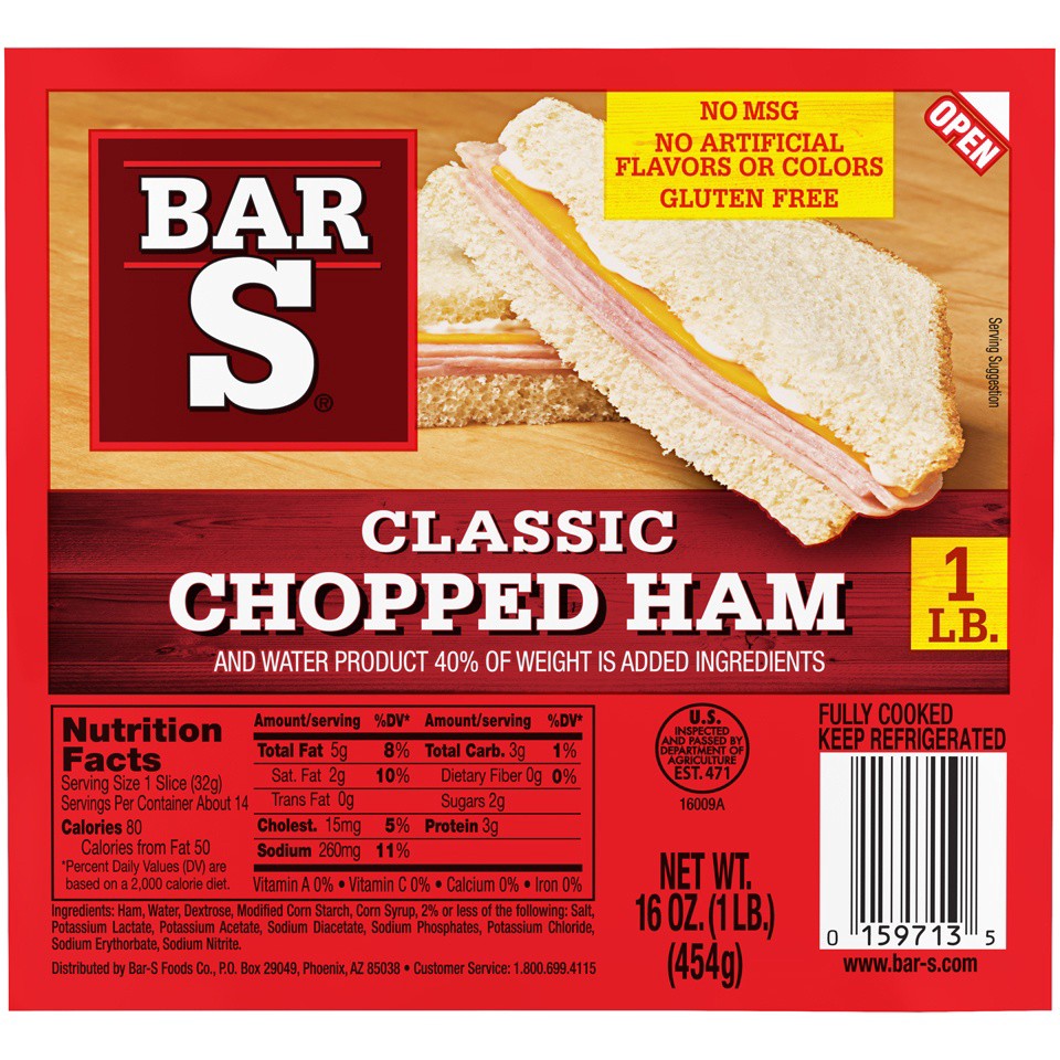 slide 1 of 7, Bar-S Classic Chopped Ham Age, 16 oz