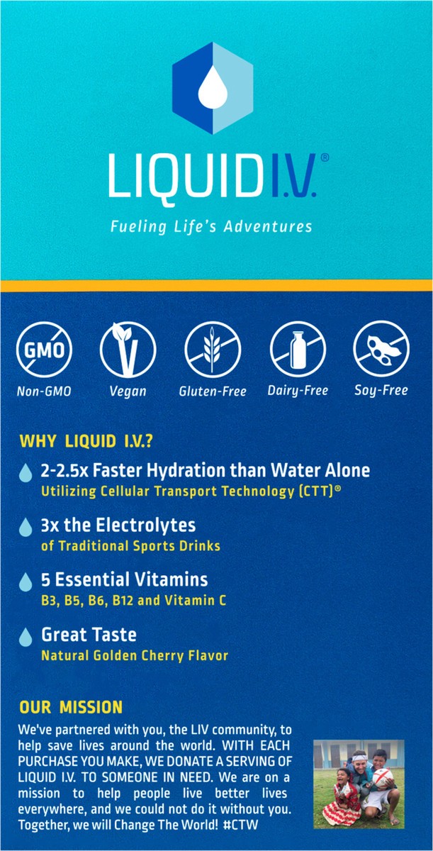 slide 6 of 7, Liquid I.V. Hydration Multiplier Vegan Powder Electrolyte Supplements - Golden Cherry - 0.56oz/10ct, 10 ct