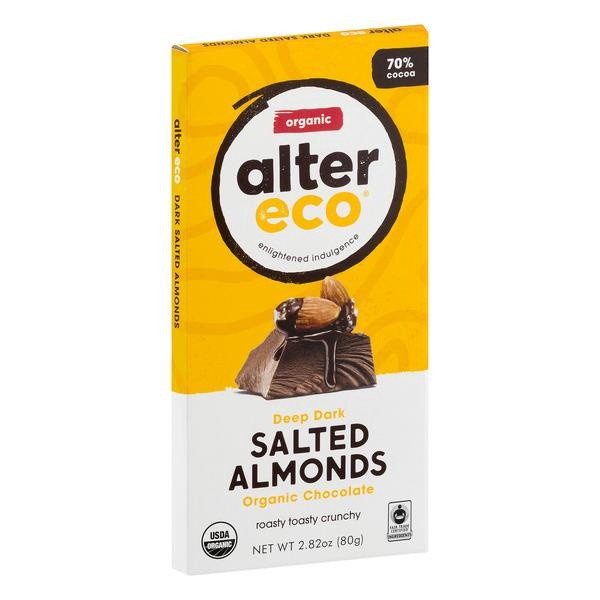 slide 1 of 1, Alter Eco Organic Chocolate Bar Dark Salted Almonds, 2.82 oz