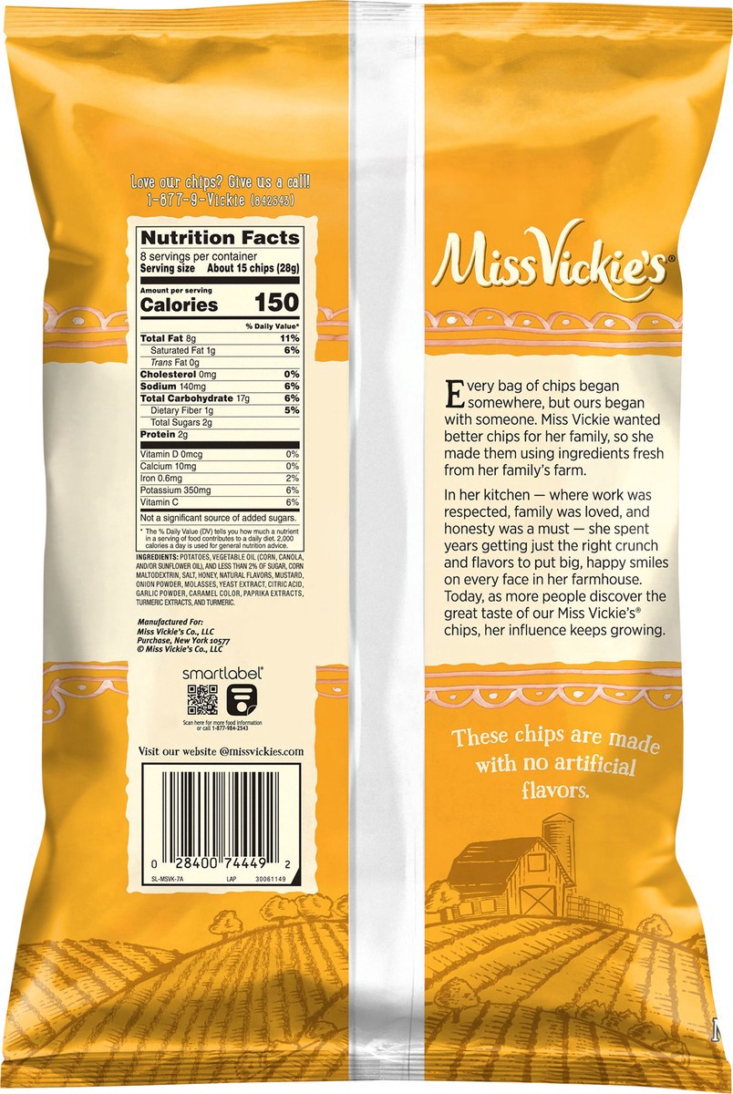 slide 7 of 8, Miss Vickie's Kettle Cooked Potato Chips Honey Mustard Flavored 8 Oz, 8 oz