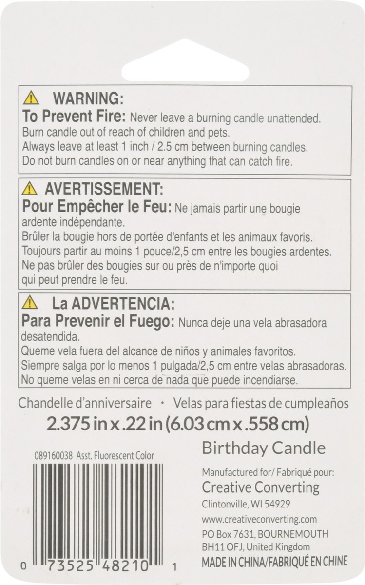 slide 4 of 11, Creative Converting Fluorescent Color Birthday Candles 24 ea, 24 ct