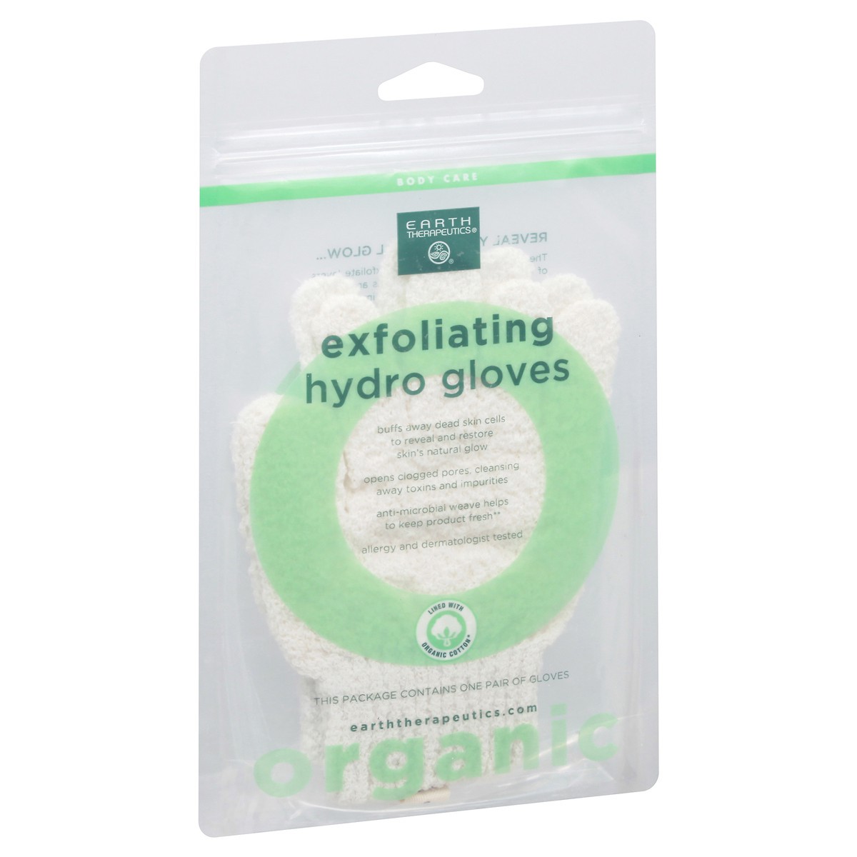slide 2 of 9, Earth Therapeutics Exfoliating Hydro Gloves, Organic, 1 pair
