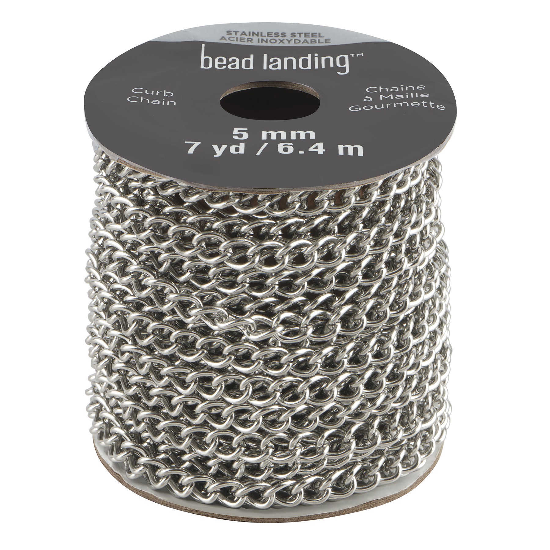 slide 2 of 2, 5mm Stainless Steel Curb Chain Spool, 7yd. By Bead Landing, 5 mm