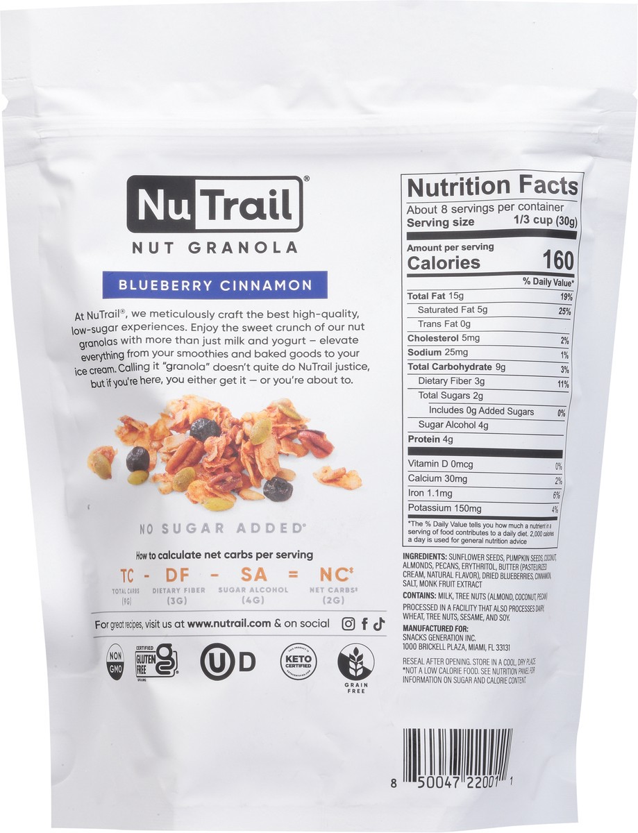 slide 8 of 13, NuTrail No Sugar Added Blueberry Cinnamon Nut Granola 8 oz, 1 ct